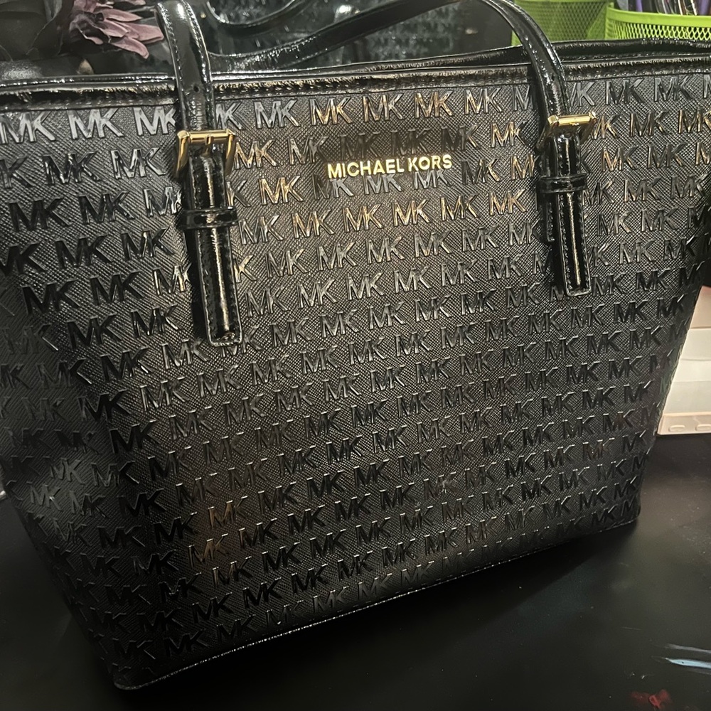 Michael Kors Black Embossed Logo Tote